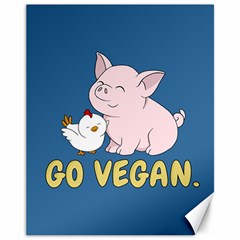 Go Vegan - Cute Pig And Chicken Canvas 11  X 14   by Valentinaart