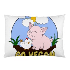 Go Vegan - Cute Pig And Chicken Pillow Case