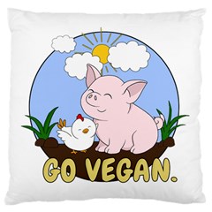 Go Vegan - Cute Pig And Chicken Standard Flano Cushion Case (one Side) by Valentinaart