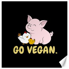 Go Vegan - Cute Pig And Chicken Canvas 12  X 12   by Valentinaart