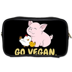 Go Vegan - Cute Pig And Chicken Toiletries Bags by Valentinaart