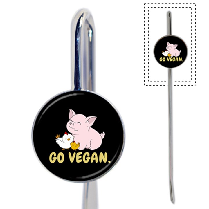 Go Vegan - Cute Pig and Chicken Book Mark