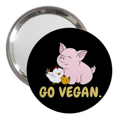 Go Vegan - Cute Pig And Chicken 3  Handbag Mirrors by Valentinaart