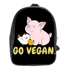 Go Vegan - Cute Pig And Chicken School Bag (xl) by Valentinaart