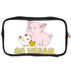 Go Vegan - Cute Pig And Chicken Toiletries Bags 2-side by Valentinaart