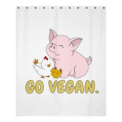 Go Vegan - Cute Pig And Chicken Shower Curtain 60  X 72  (medium)  by Valentinaart