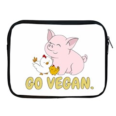 Go Vegan - Cute Pig And Chicken Apple Ipad 2/3/4 Zipper Cases by Valentinaart