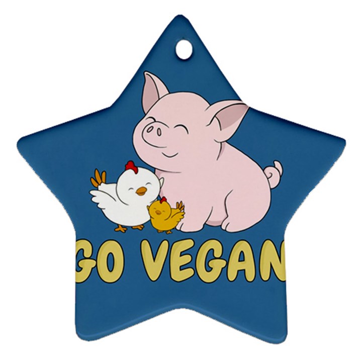 Go Vegan - Cute Pig and Chicken Ornament (Star)