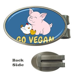Go Vegan - Cute Pig And Chicken Money Clips (oval)  by Valentinaart
