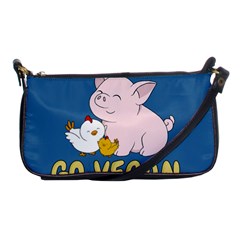 Go Vegan - Cute Pig And Chicken Shoulder Clutch Bags by Valentinaart