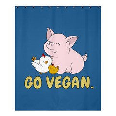 Go Vegan - Cute Pig And Chicken Shower Curtain 60  X 72  (medium)  by Valentinaart