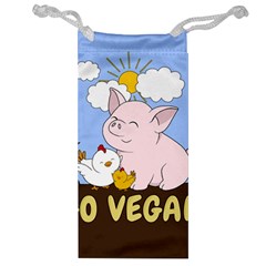 Go Vegan - Cute Pig And Chicken Jewelry Bag by Valentinaart