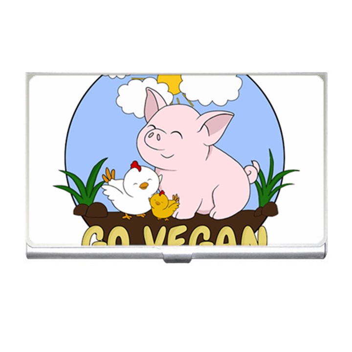 Go Vegan - Cute Pig and Chicken Business Card Holders