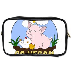 Go Vegan - Cute Pig And Chicken Toiletries Bags by Valentinaart