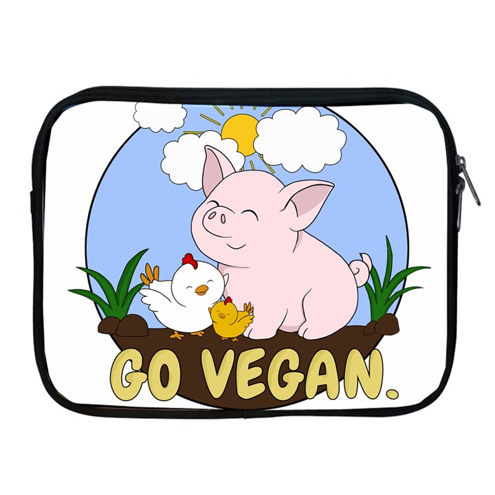 Go Vegan - Cute Pig and Chicken Apple iPad 2/3/4 Zipper Cases
