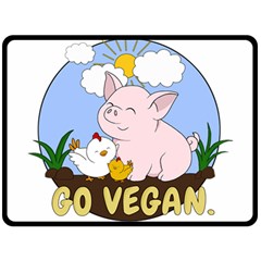 Go Vegan - Cute Pig And Chicken Double Sided Fleece Blanket (large)  by Valentinaart