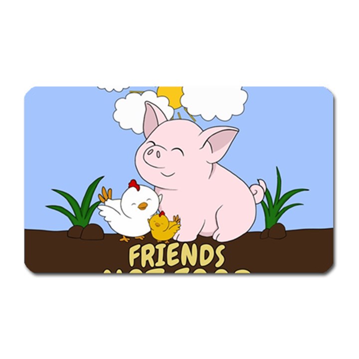 Friends Not Food - Cute Pig and Chicken Magnet (Rectangular)