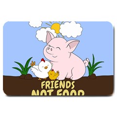 Friends Not Food - Cute Pig And Chicken Large Doormat  by Valentinaart