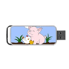 Friends Not Food - Cute Pig And Chicken Portable Usb Flash (two Sides) by Valentinaart