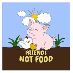 Friends Not Food - Cute Pig And Chicken Large Satin Scarf (square) by Valentinaart