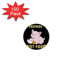 Friends Not Food - Cute Pig And Chicken 1  Mini Magnets (100 Pack)  by Valentinaart