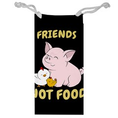 Friends Not Food - Cute Pig And Chicken Jewelry Bag by Valentinaart