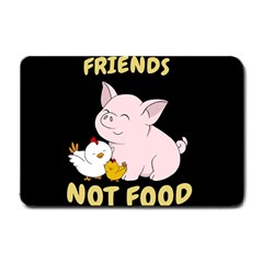 Friends Not Food - Cute Pig And Chicken Small Doormat  by Valentinaart