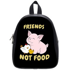 Friends Not Food - Cute Pig And Chicken School Bag (small) by Valentinaart
