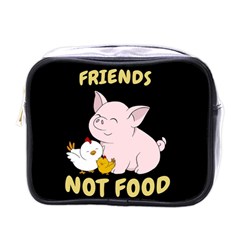 Friends Not Food - Cute Pig And Chicken Mini Toiletries Bags by Valentinaart