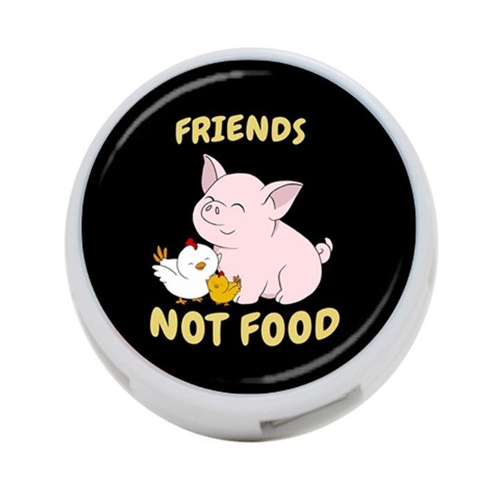 Friends Not Food - Cute Pig and Chicken 4-Port USB Hub (One Side)