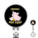 Friends Not Food - Cute Pig and Chicken Stainless Steel Nurses Watch Front