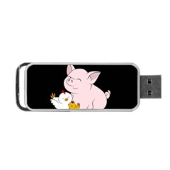Friends Not Food - Cute Pig And Chicken Portable Usb Flash (one Side) by Valentinaart