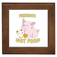 Friends Not Food - Cute Pig And Chicken Framed Tiles by Valentinaart