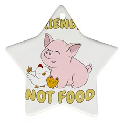 Friends Not Food - Cute Pig And Chicken Ornament (star) by Valentinaart