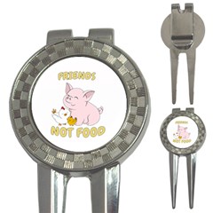 Friends Not Food - Cute Pig And Chicken 3-in-1 Golf Divots by Valentinaart