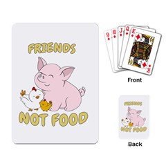 Friends Not Food - Cute Pig And Chicken Playing Card by Valentinaart