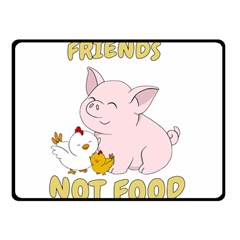 Friends Not Food - Cute Pig And Chicken Fleece Blanket (small) by Valentinaart