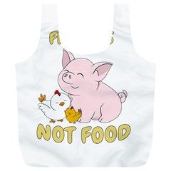 Friends Not Food - Cute Pig And Chicken Full Print Recycle Bags (l)  by Valentinaart