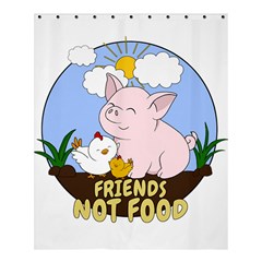 Friends Not Food - Cute Pig And Chicken Shower Curtain 60  X 72  (medium)  by Valentinaart