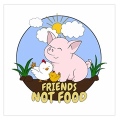 Friends Not Food - Cute Pig And Chicken Large Satin Scarf (square) by Valentinaart