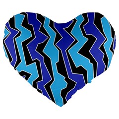 Vertical Blues Polynoise Large 19  Premium Heart Shape Cushions