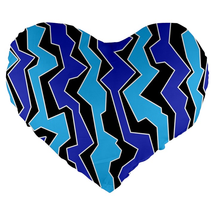 Vertical Blues Polynoise Large 19  Premium Heart Shape Cushions