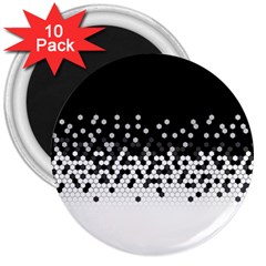 Flat Tech Camouflage Black And White 3  Magnets (10 Pack)  by jumpercat