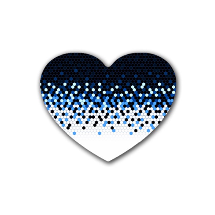 Flat Tech Camouflage Reverse Blue Rubber Coaster (Heart) 