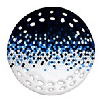 Flat Tech Camouflage Reverse Blue Ornament (Round Filigree) Front