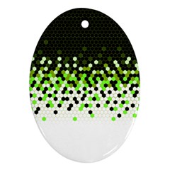 Flat Tech Camouflage Reverse Green Oval Ornament (two Sides) by jumpercat