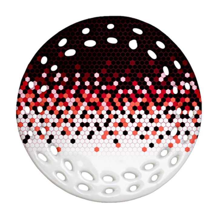 Flat Tech Camouflage Reverse Red Ornament (Round Filigree)