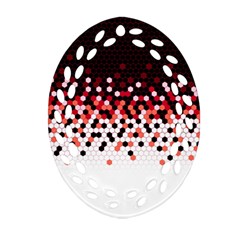 Flat Tech Camouflage Reverse Red Oval Filigree Ornament (two Sides) by jumpercat