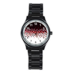 Flat Tech Camouflage Reverse Red Stainless Steel Round Watch by jumpercat