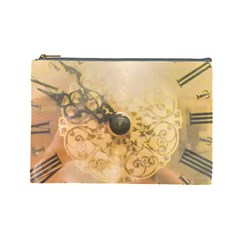 Old Wall Clock Vintage Style Photo Cosmetic Bag (large)  by dflcprints